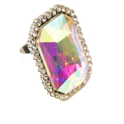 Holo Octagon Stone Diamante Ring