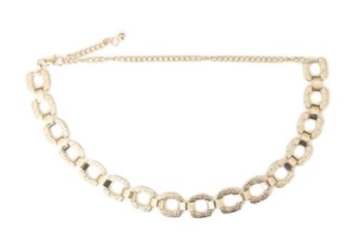 Gold Textured Square Link Chain Belt