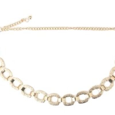 Gold Textured Square Link Chain Belt