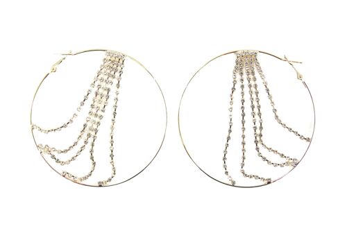 Gold Diamante Draped Chains Earrings