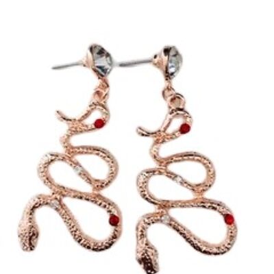 Rose Gold Diamante Snake Earrings