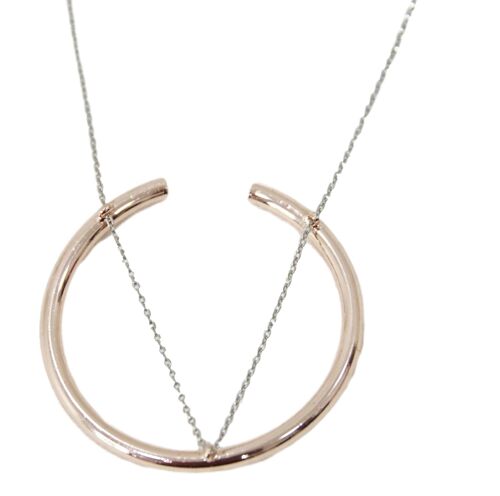 Rose Gold Circle and Chain Necklace