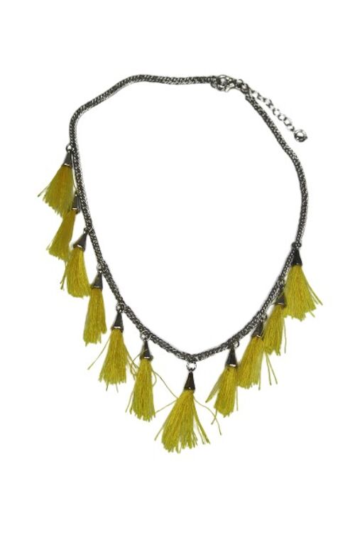 Yellow Multi Tassel Necklace