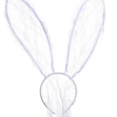 White Lace Bunny Ears Headband
