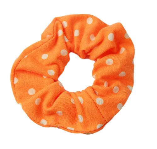 Neon Orange Poker Dot Scrunchie