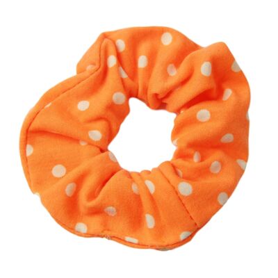 Neon Orange Poker Dot Scrunchie