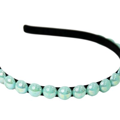 Mint Pearls Black Headband