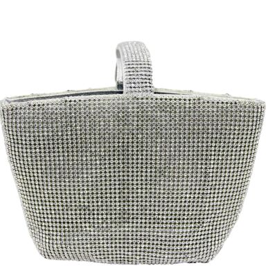 Silver Diamante Grab Handle Bag