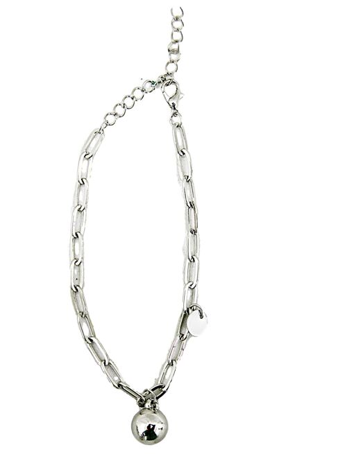 Silver Ball Drop Chain Anklet