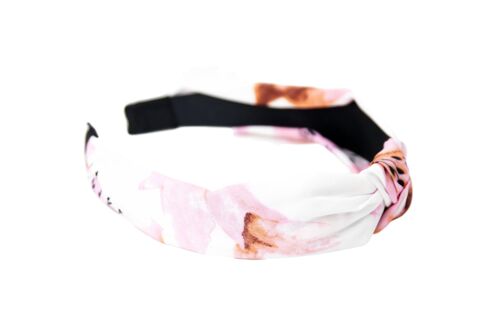 White Floral Print Knotted Headband