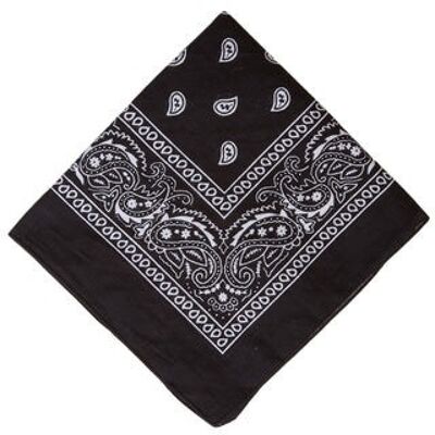 Pañuelo negro de algodón Paisley de doble cara