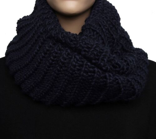 Navy Blue Ribbed Knitted Snood
