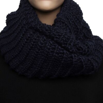 Navy Blue Ribbed Knitted Snood