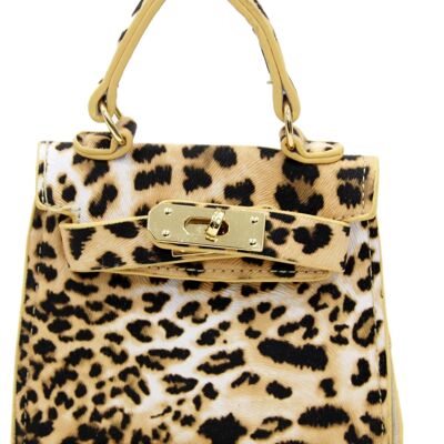 Leopard Suede Mini Bag with Chain