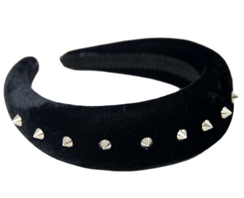 Black Velvet Padded Studs Headband