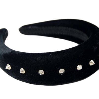 Black Velvet Padded Studs Headband