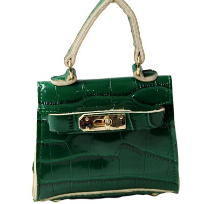 Green Croc Mini Bag with Chain