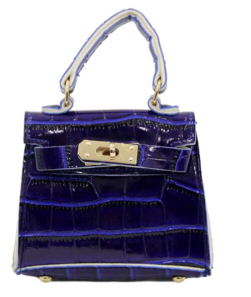 Blue Croc Mini Bag with Chain