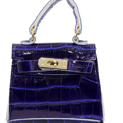 Blue Croc Mini Bag with Chain