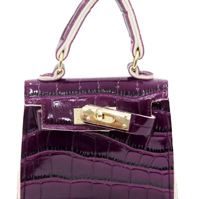 Purple Croc Mini Bag with Chain