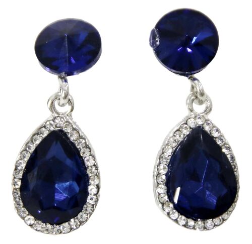 Navy Stone and diamante drop earrings