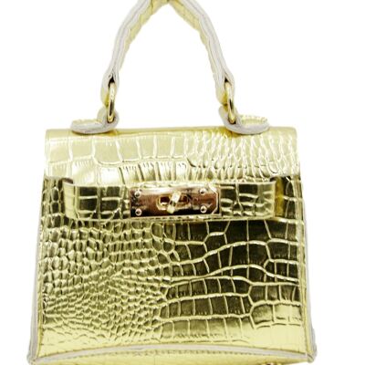 Gold Croc Mini Bag with Chain