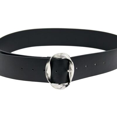 Black Silver Twist Buckle Belt