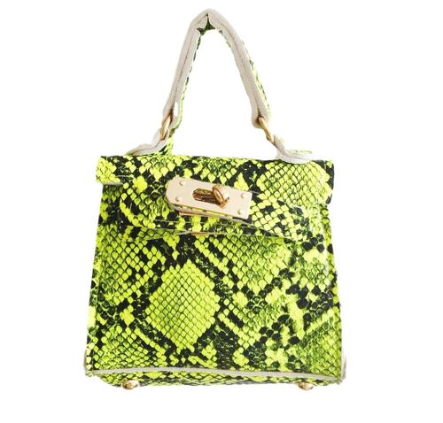 Neon Lime Snake Mini Bag with Chain