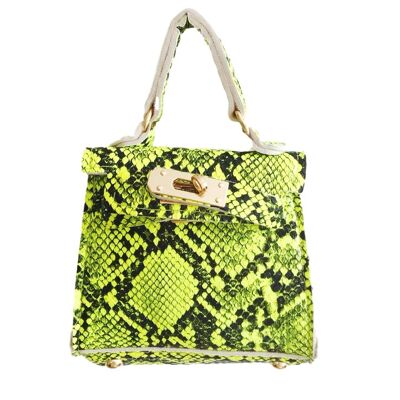 Neon Lime Snake Mini Bag with Chain