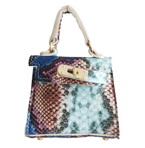 Multi Blue Snake Mini Bag with Chain