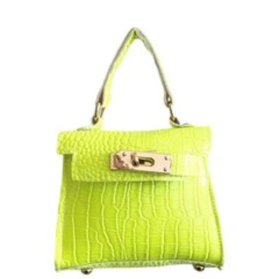 Neon Lime Croc Mini Bag with Chain