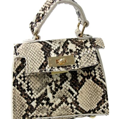 Nude Snake Mini Bag with Chain