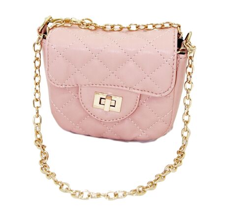 Blush Quilted Cross Body Bag with Chain Strap