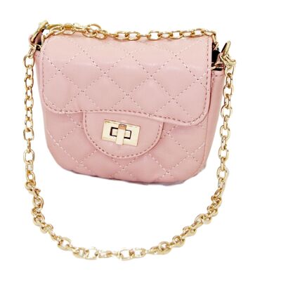 Blush Quilted Cross Body Bag with Chain Strap