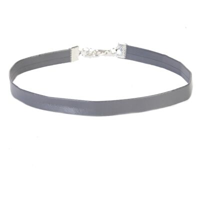 Grey Plain PU Choker 1cm