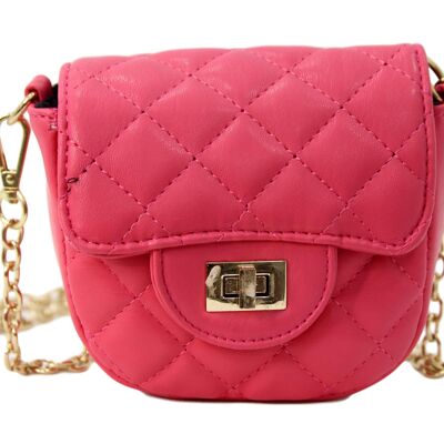 Mini Fuchsia Quilted Cross Body Bag with Chain Strap