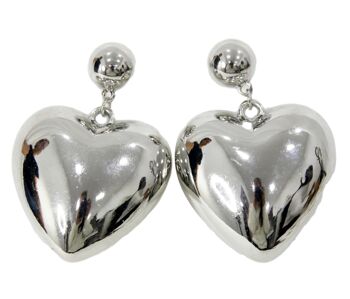 Boucles d'oreilles Chunky Heart en métal argenté