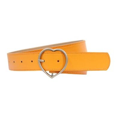 Heart buckle faux leather belt