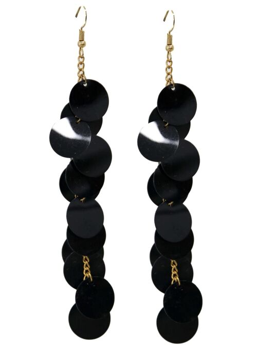 Black Sequin Dangle Earring