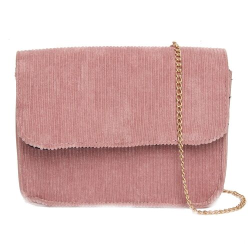 Blush Corduroy Cross Body Bag With Chain