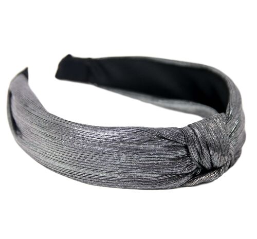 Grey Metallic Material Knot Headband