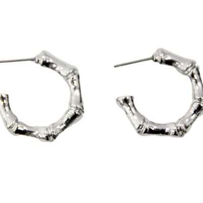 Silver Small Bamboo Metal Hoops