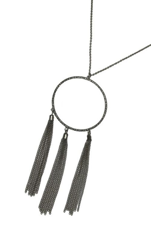 Silver Circle Chain Drop Necklace