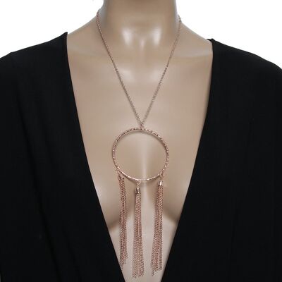 Rose Gold Circle Chain Drop Necklace