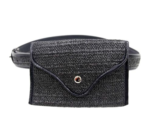 Black Straw Belt Bag