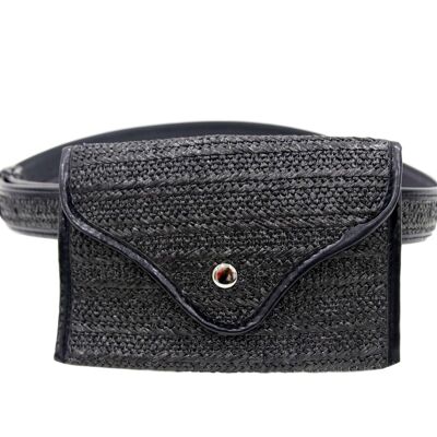 Black Straw Belt Bag