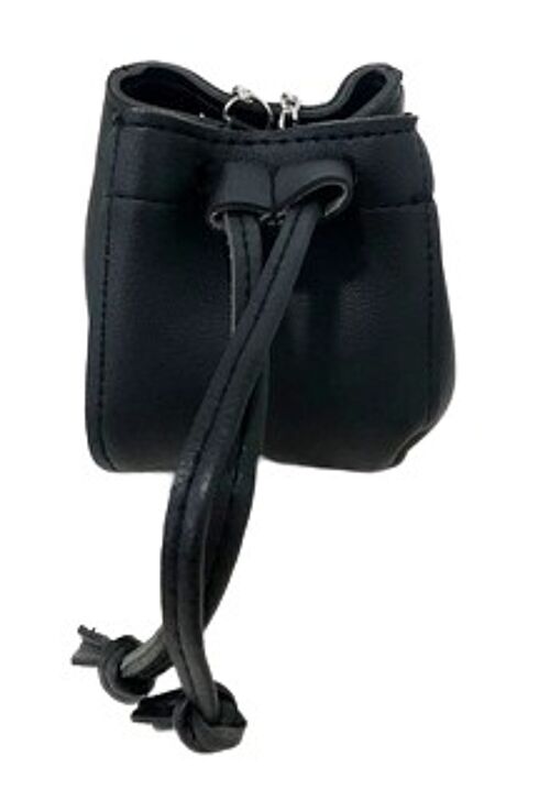 Black Pu Mini Bucket Bag With Chain Strap