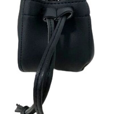 Black Pu Mini Bucket Bag With Chain Strap