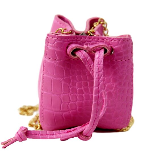 Fuchsia Pink PU Mini Bucket Bag