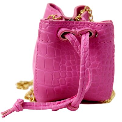 Fuchsia Pink PU Mini Bucket Bag